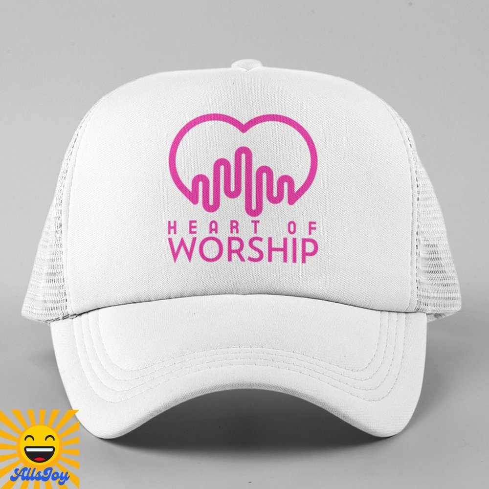 HEART OF WORSHIP Foam Trucker Hat Snapback Cap White